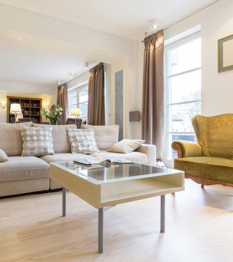 Living room with victorian armchair